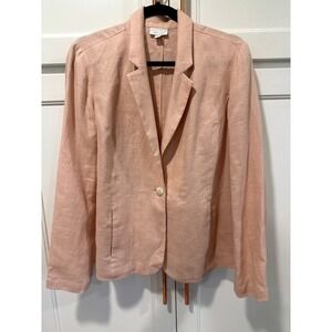 J. Jill Love Linen Blazer Women's Small S Peach Pink Casual Career Jacket